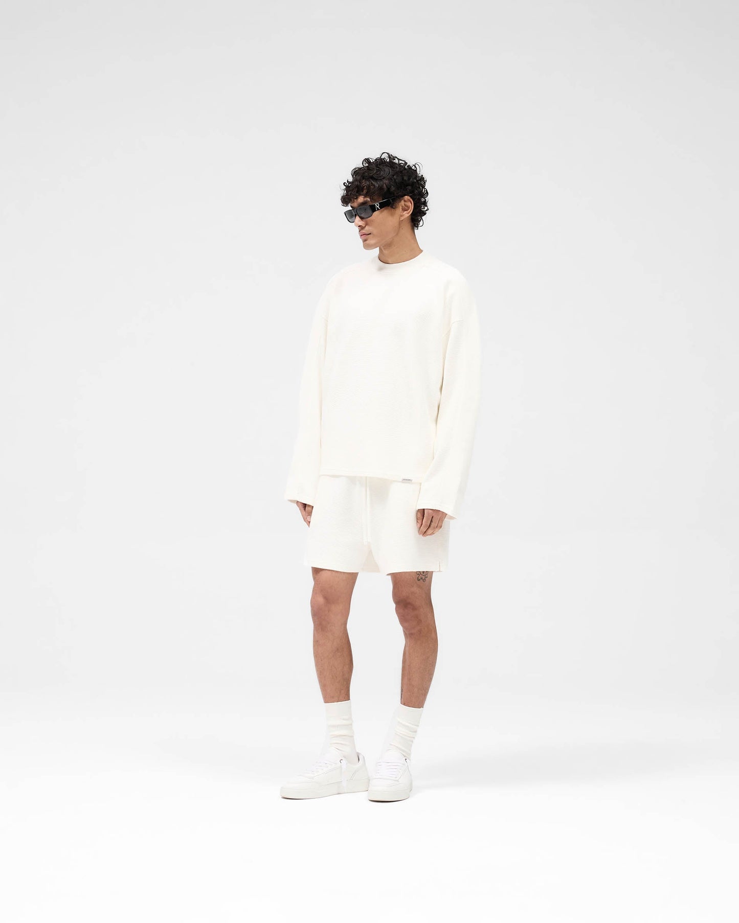Waffle Long Sleeve T-Shirt - Flat White