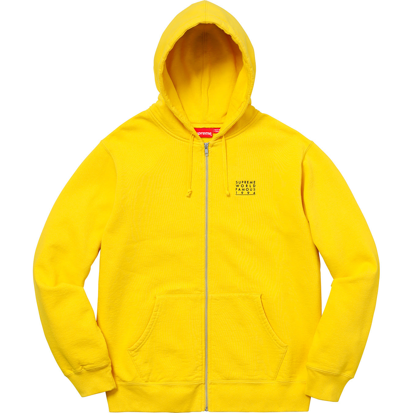 SUPREME WORLD FAMOUS ZIP UP HOODED SWEATSHIRT YELLOW