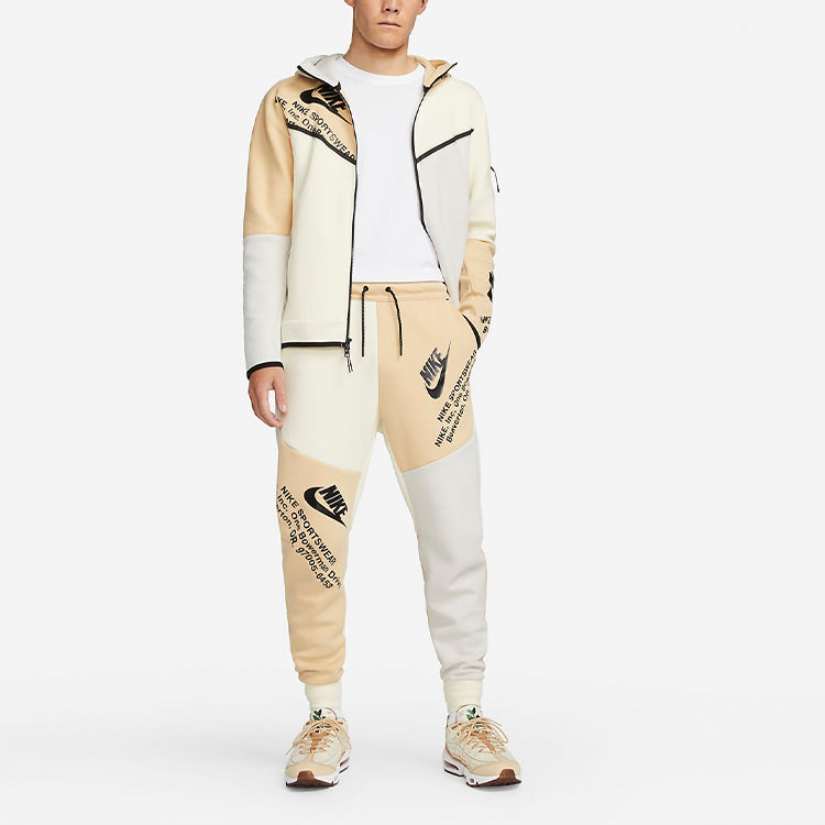 Nike Sportswear Tech Fleece Logo Printing Colorblock Lacing Bundle Feet Sports Long White DM6481-252