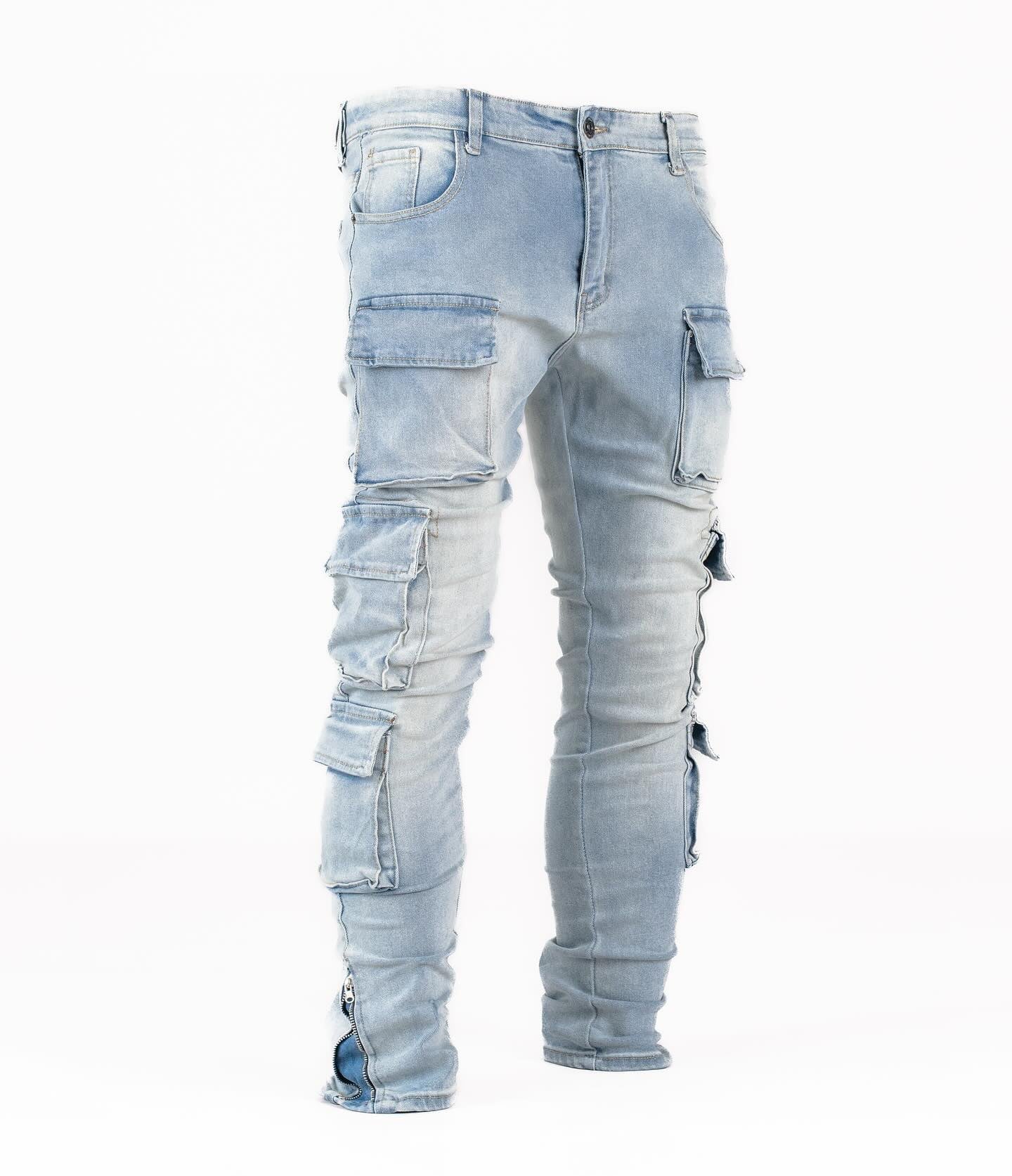 Men's Multi Pocket Cargo Denim Jeans