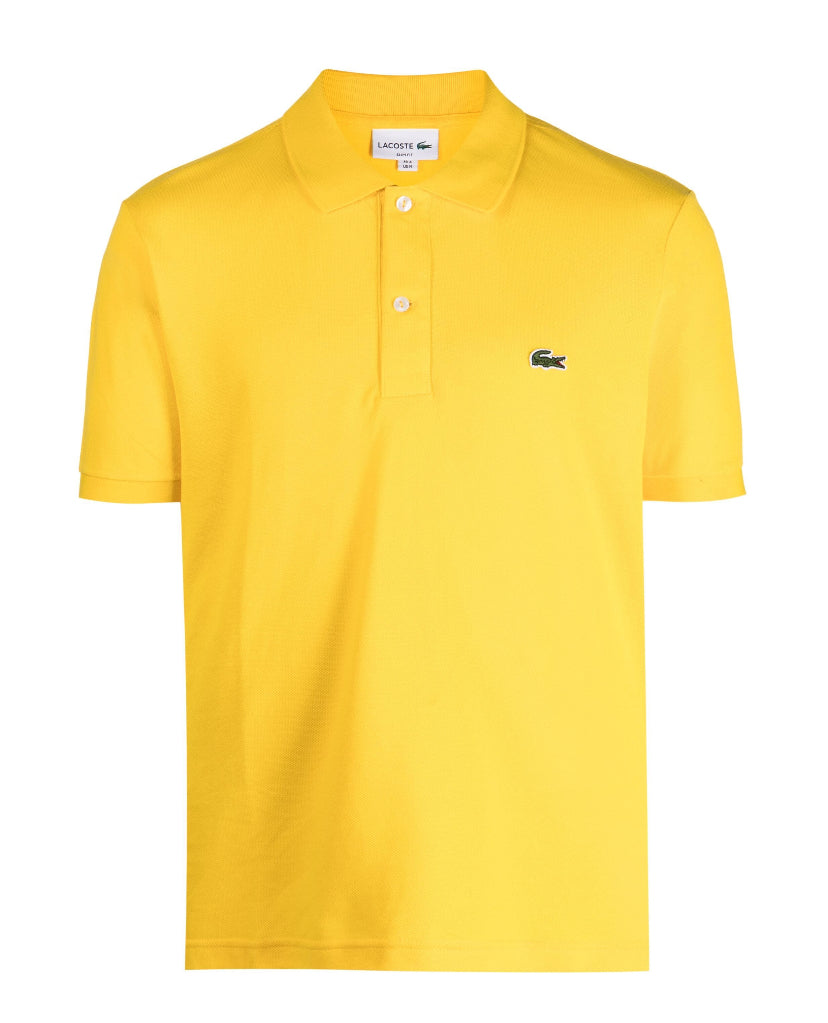 YELLOW LACOSTE LOGO PATCH SHORT SLEEVE POLO SHIRT