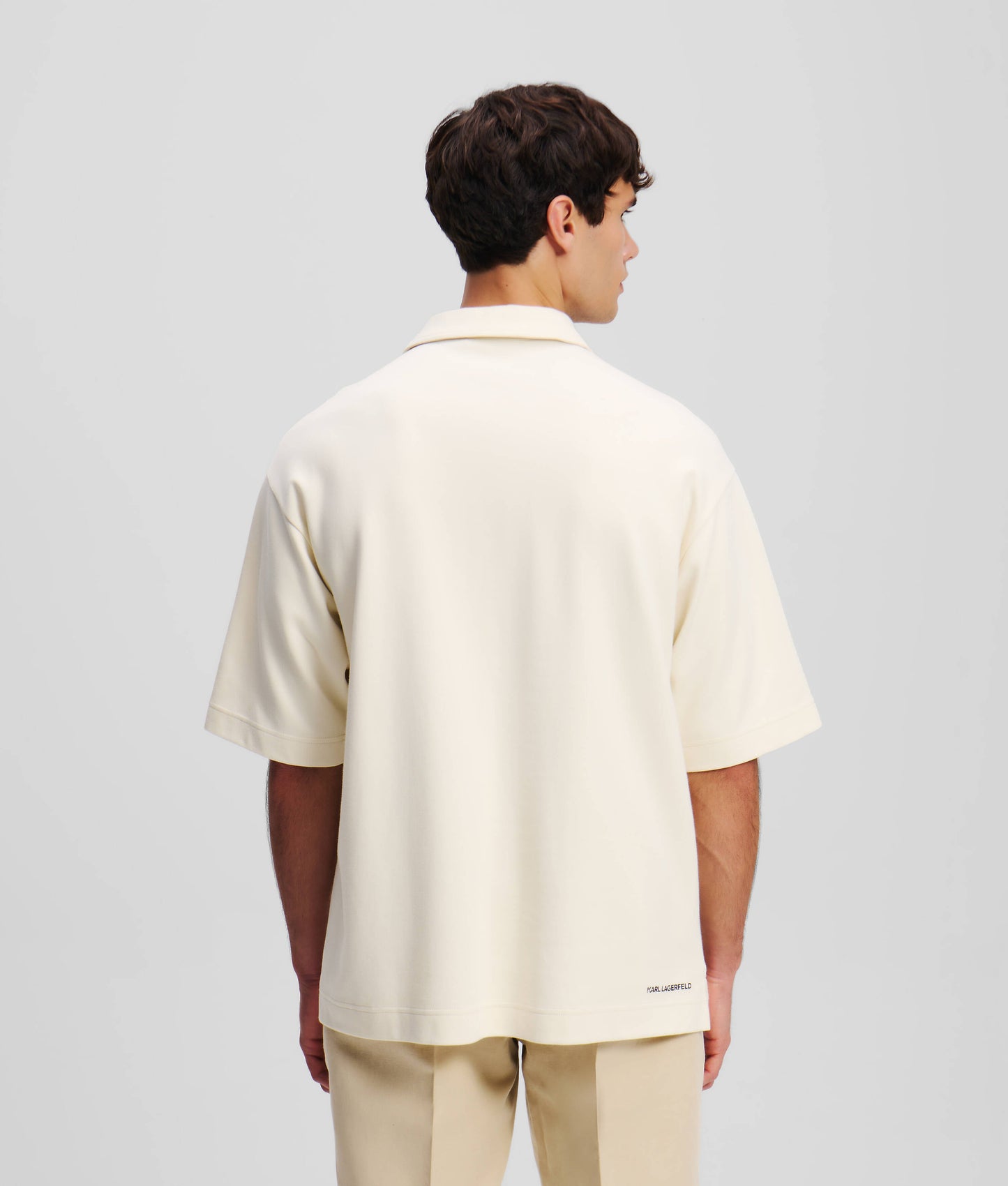 Karl Lagerfeld KAMEO MONOGRAM ZIP-UP POLO SHIRT