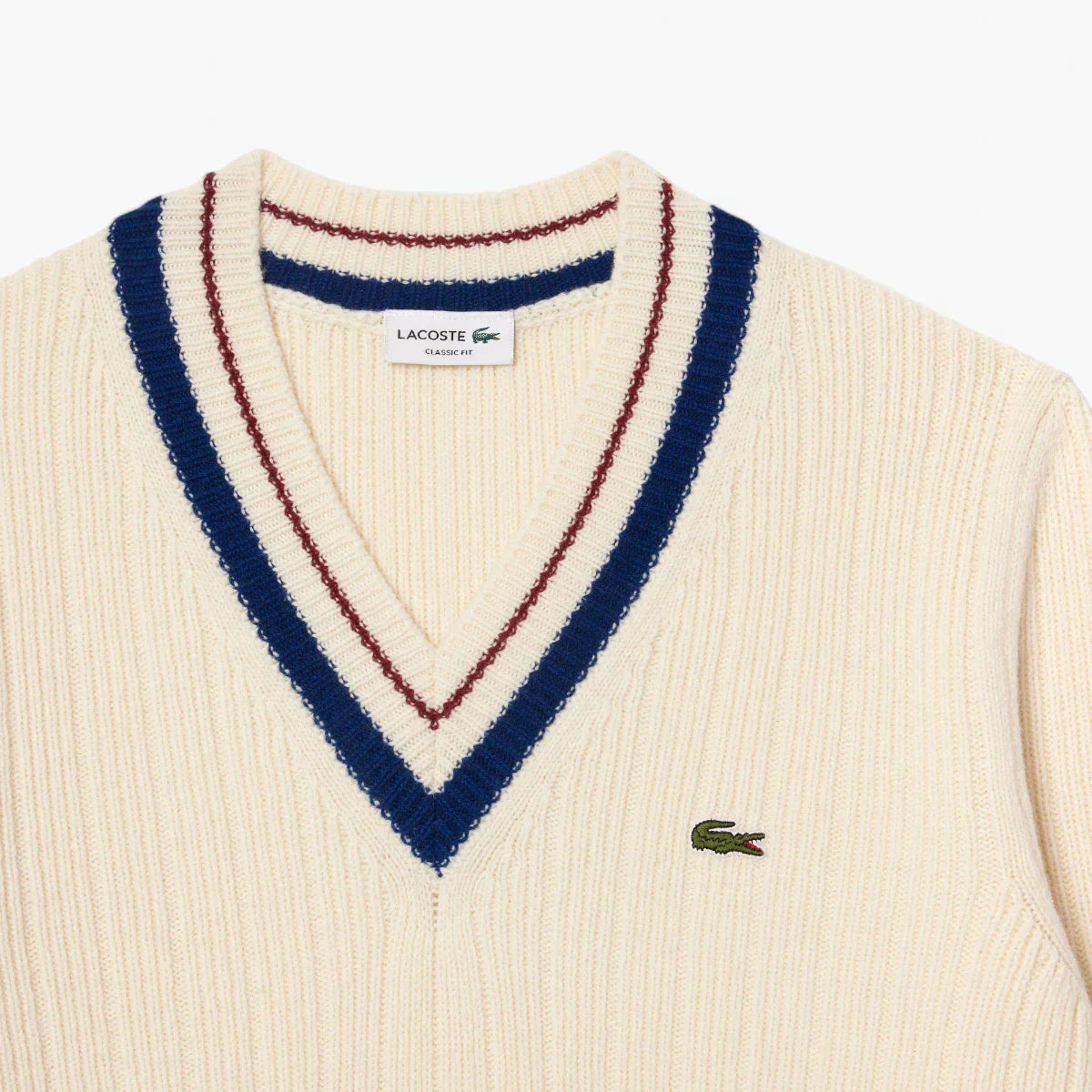 Tennis Style Carded Wool Sweater
