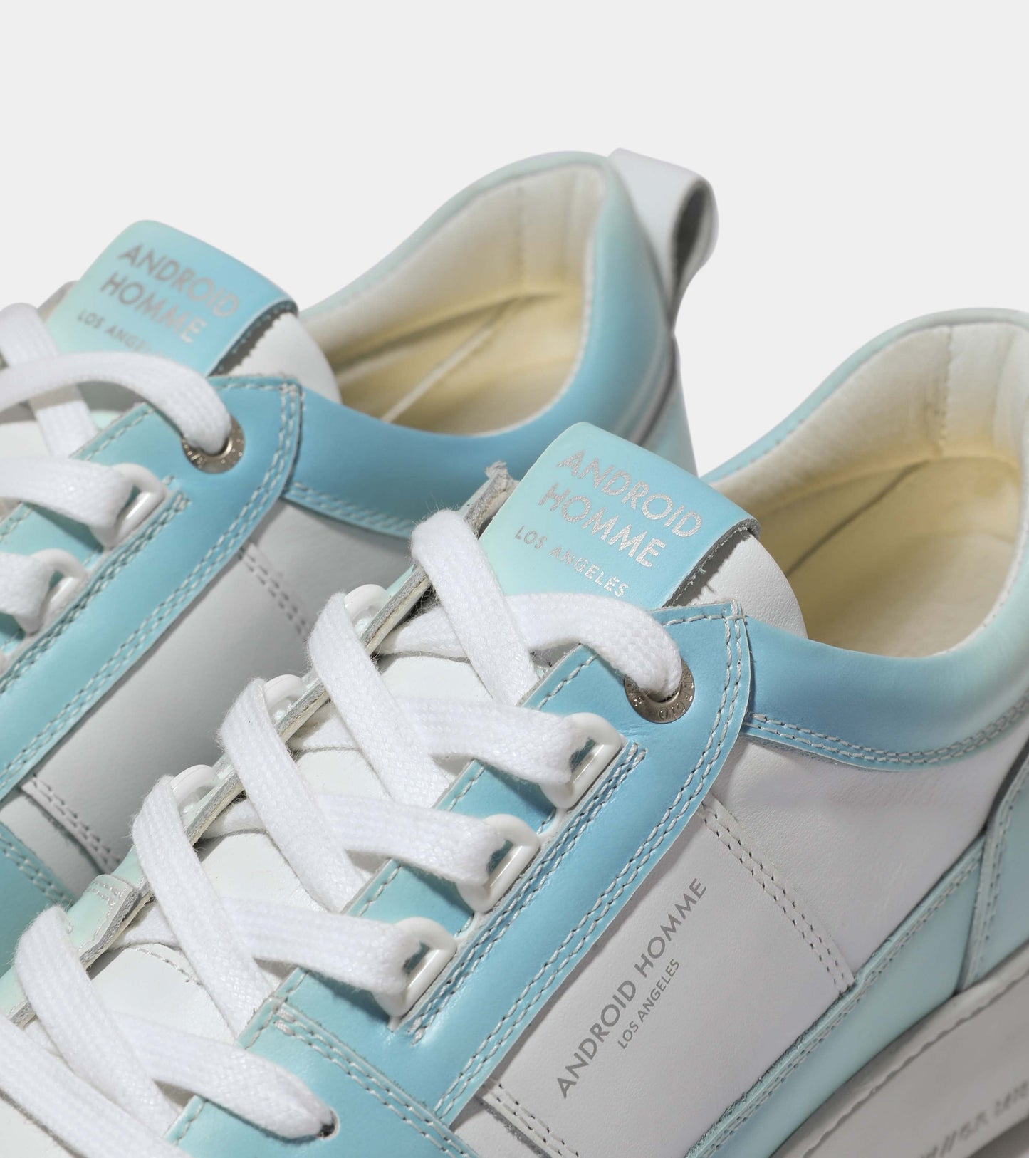 Android Homme Point Dume Low White Blue UV-Coated Leather AHP234-44