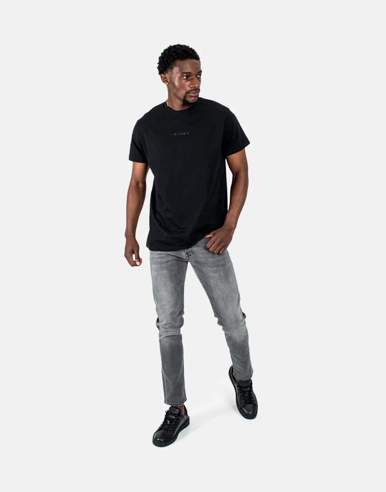 Les Hommes Centre Print Black T-Shirt