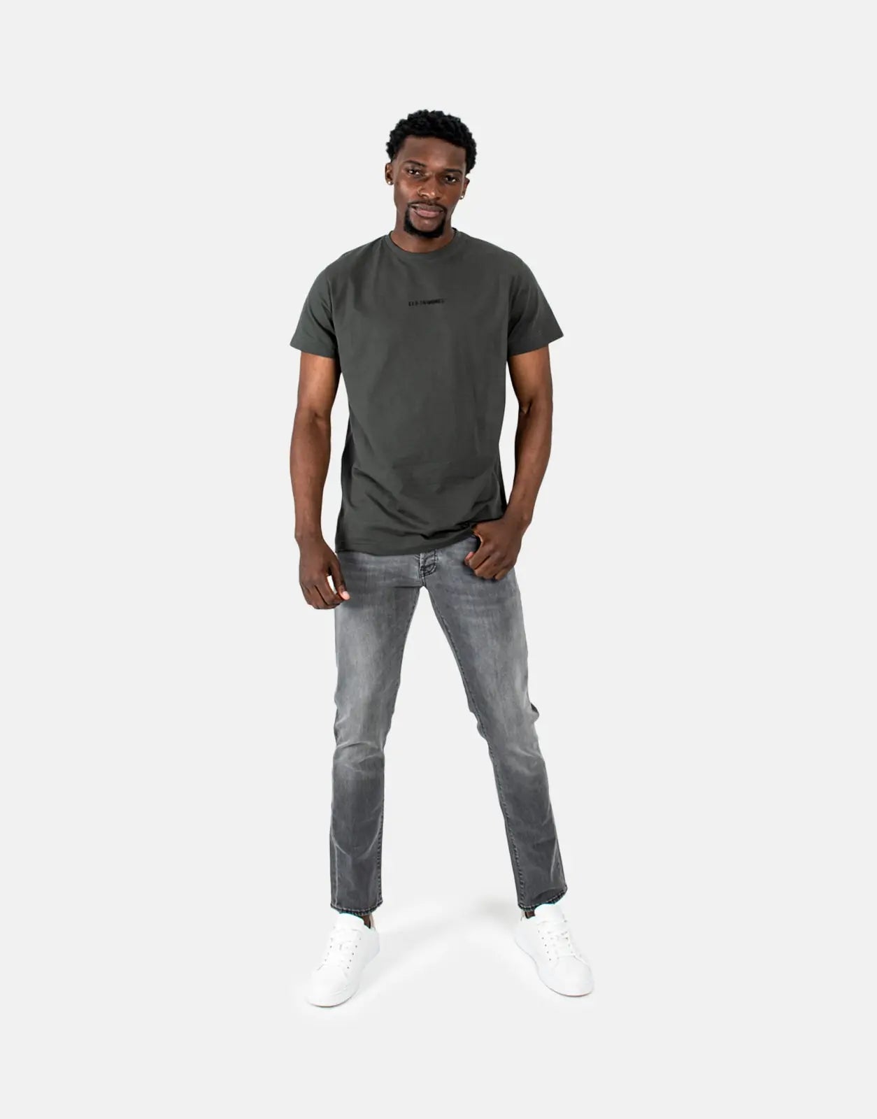 Les Hommes Centre Print Mil Green T-Shirt