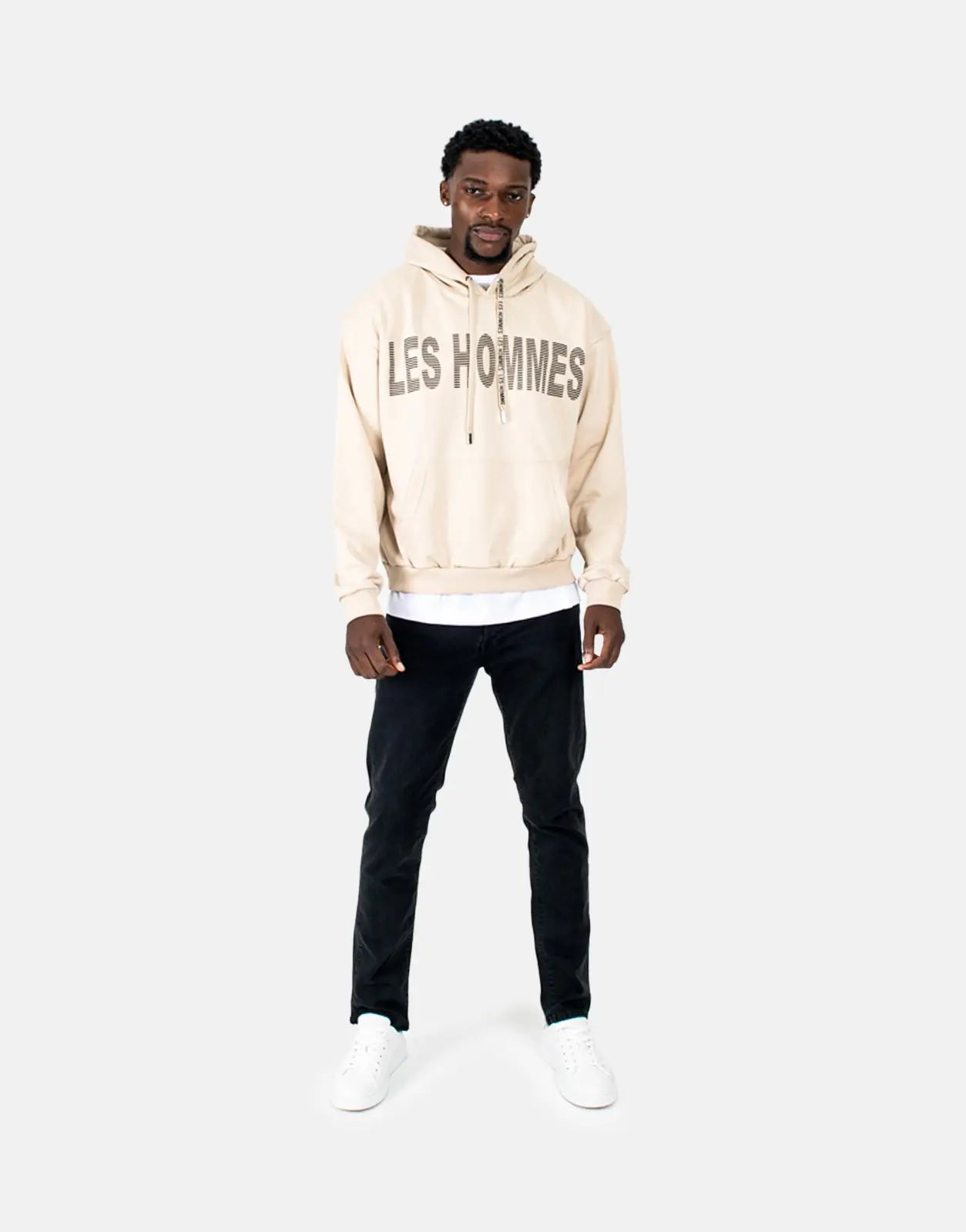 Les Hommes Graphic Hooded Stone Sweatshirt