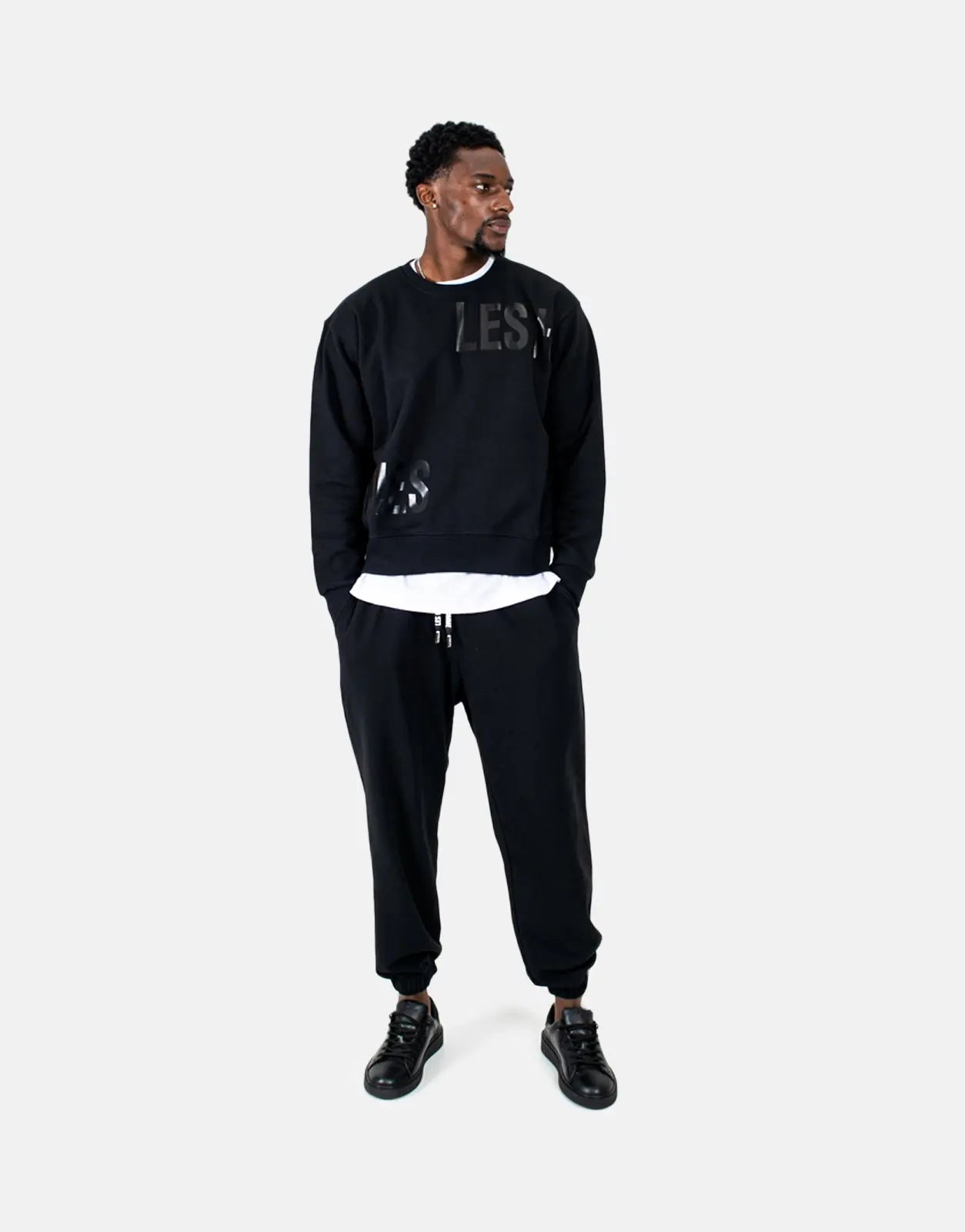 Les Hommes Multi Font Black Sweatshirt