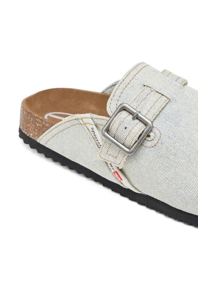 D-Woodstock-Mules in faded denim