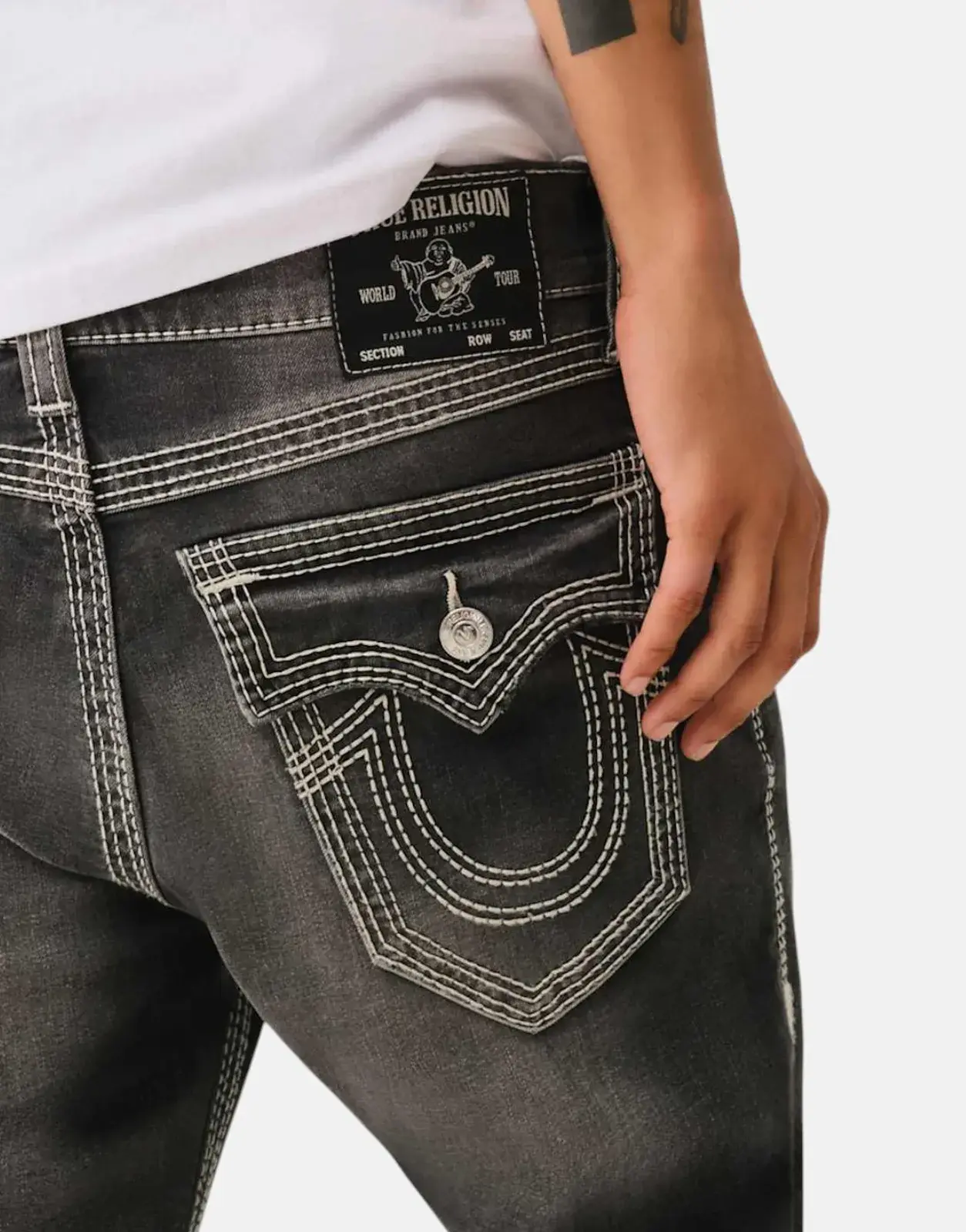 True Religion Ricky Big QT Flap Grey Wash Jeans