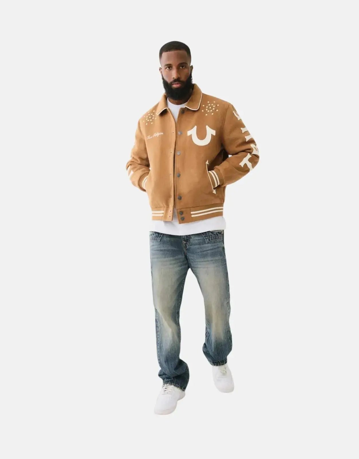 True Religion Varsity Wool Brown Jacket