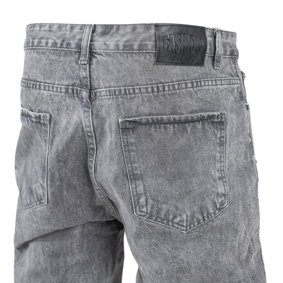 Men’s Grey Utility Distressed Baggy Jeans