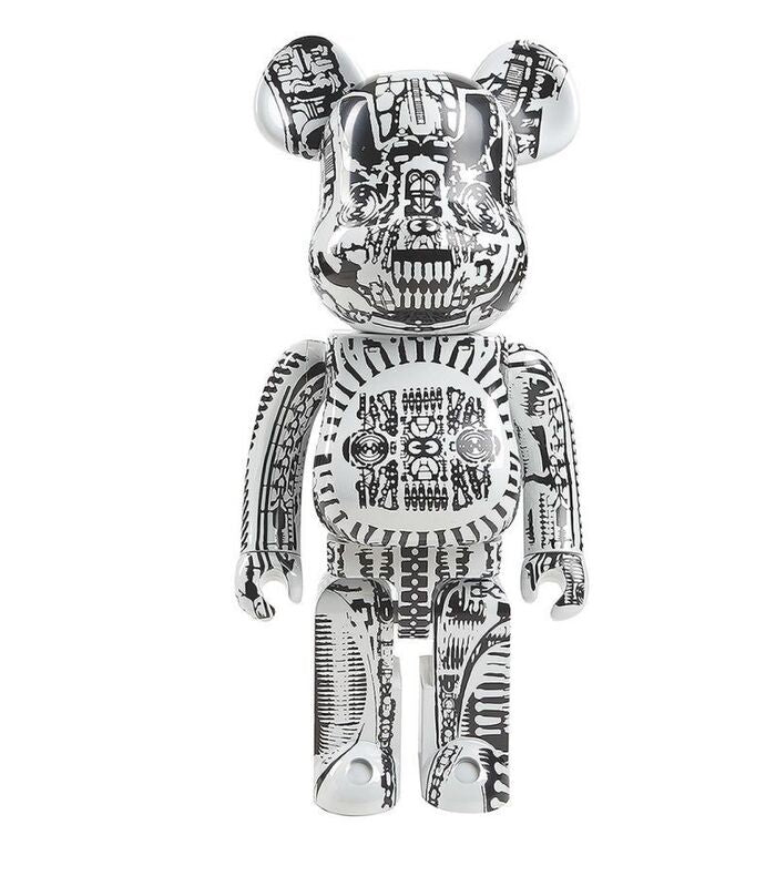 BEARBRICK HR GIGER WHITE CHROME 1000%