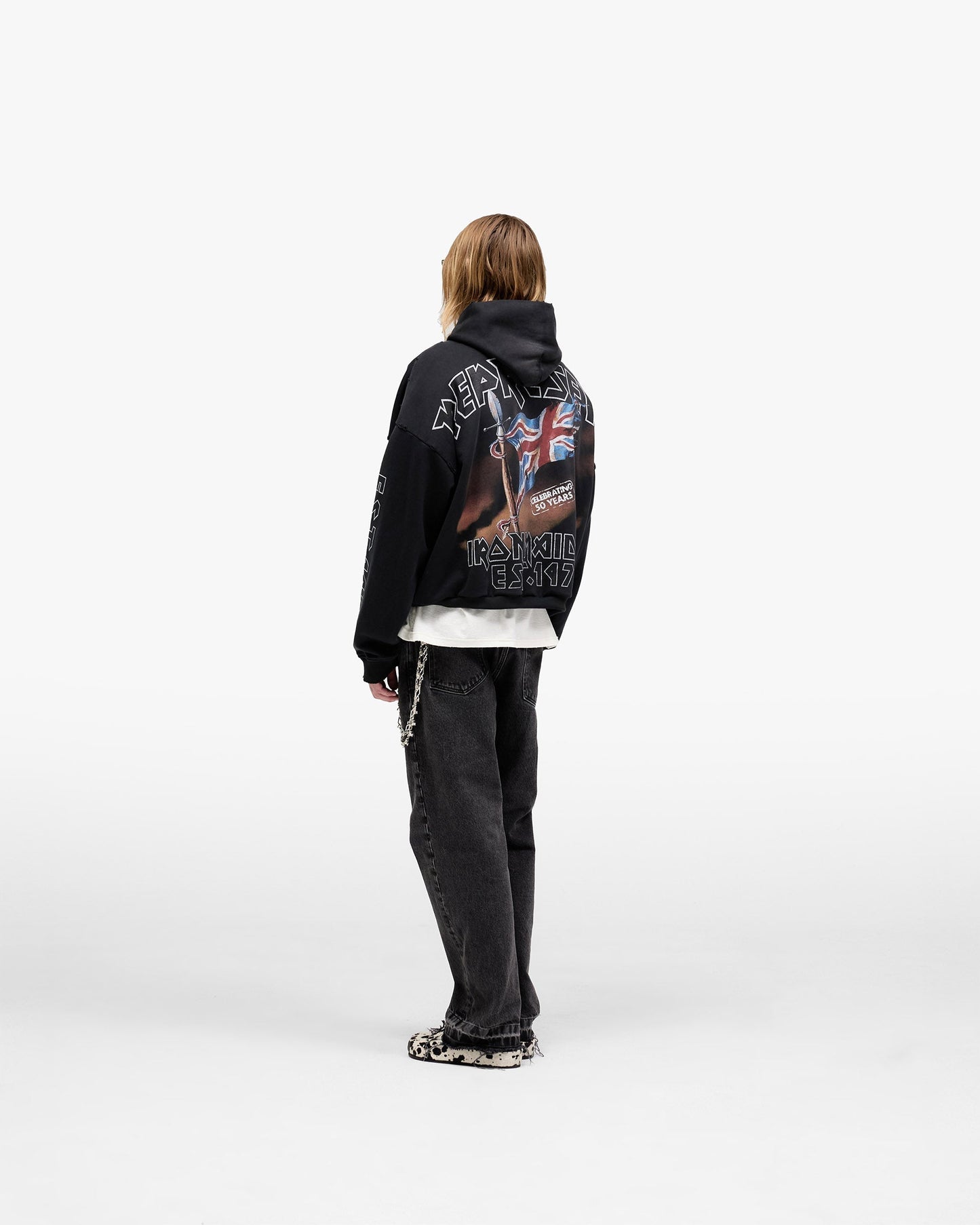 Represent X Iron Maiden Steed Hoodie - Stained Black