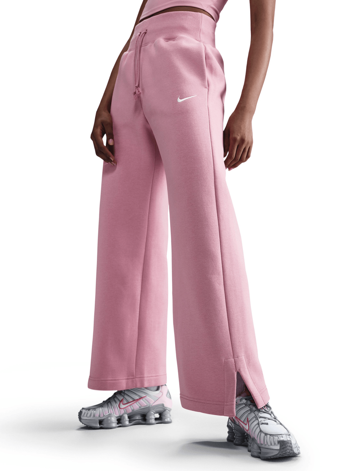 Nike Womens Sportswear Phoenix Fleece Pink Wide Leg Pants
