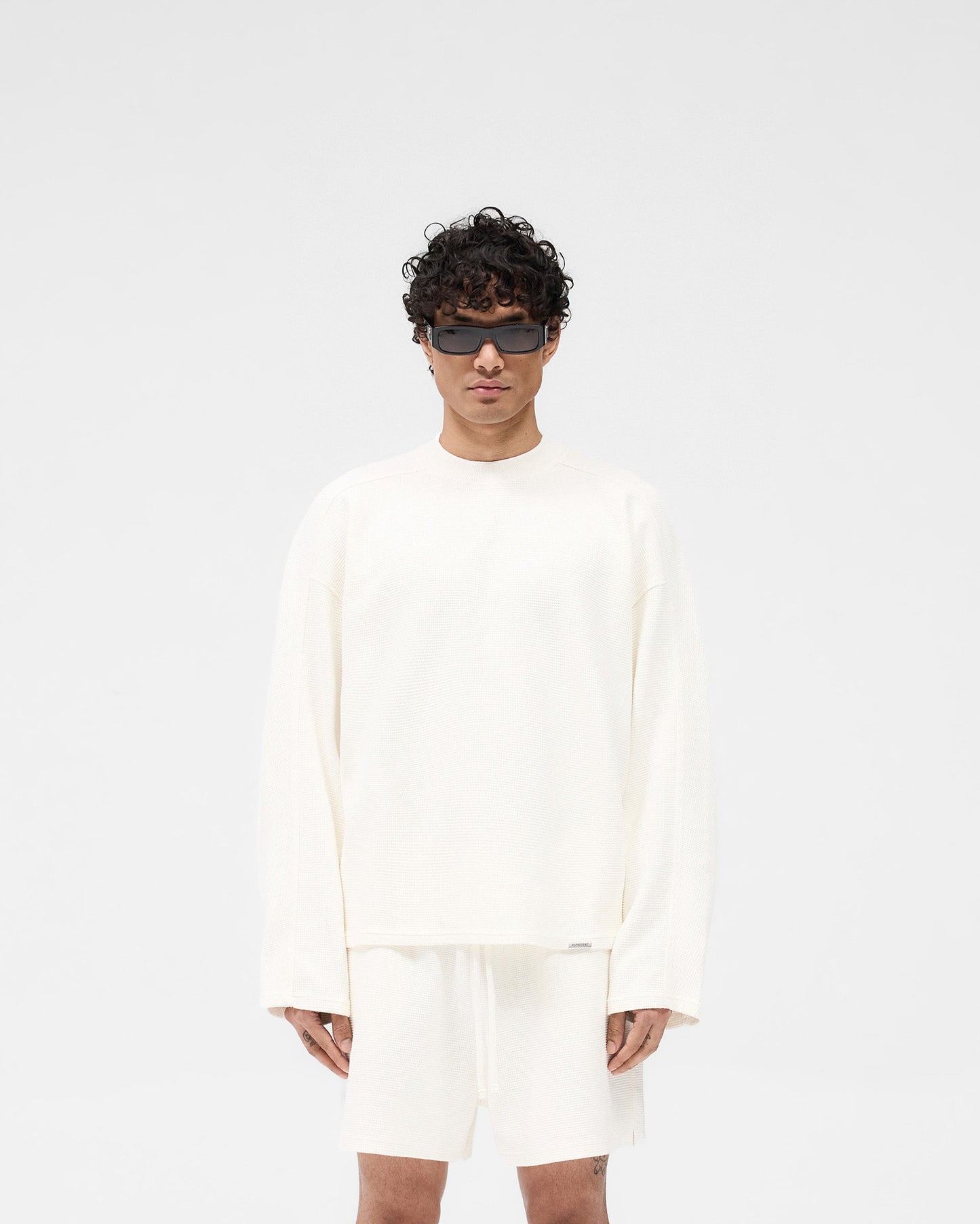 Waffle Long Sleeve T-Shirt - Flat White