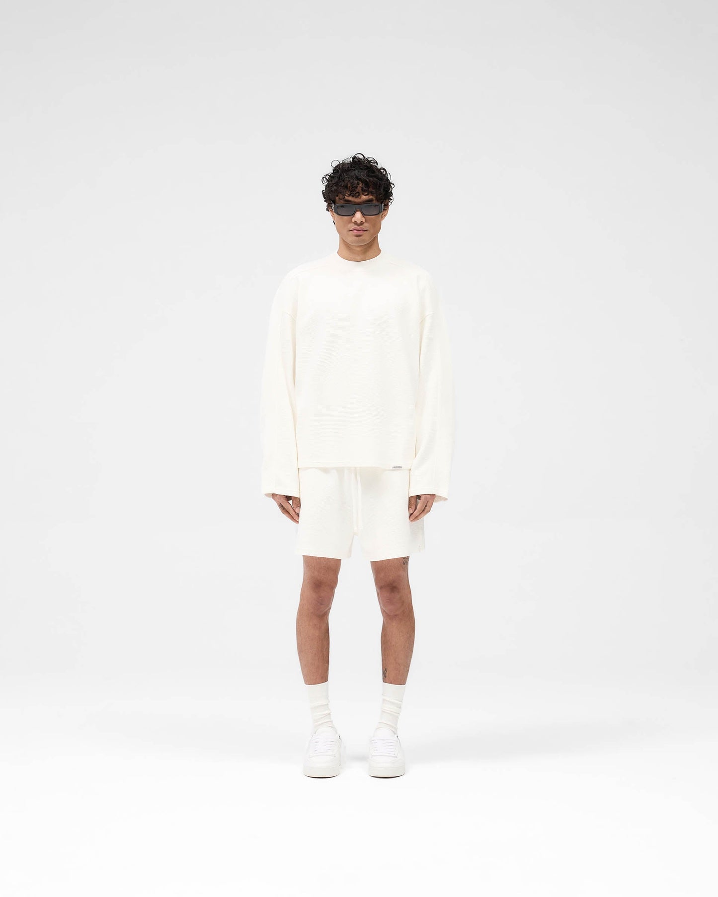 Waffle Long Sleeve T-Shirt - Flat White