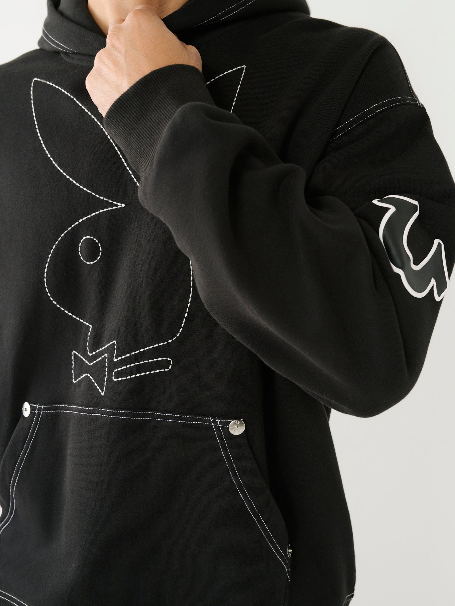 True Religion Relaxed Hoodie X Playboy Bunny Jet Black