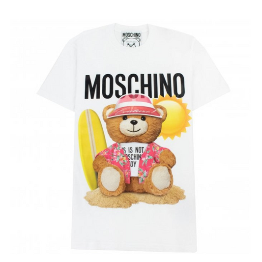 MOSCHINO COUTURE Suffer Teddy Bear Organic Cotton T Shirt White