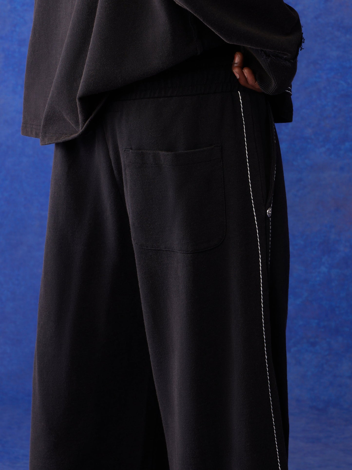 True Religion Blu X Track Pants Wide Leg Faint Black