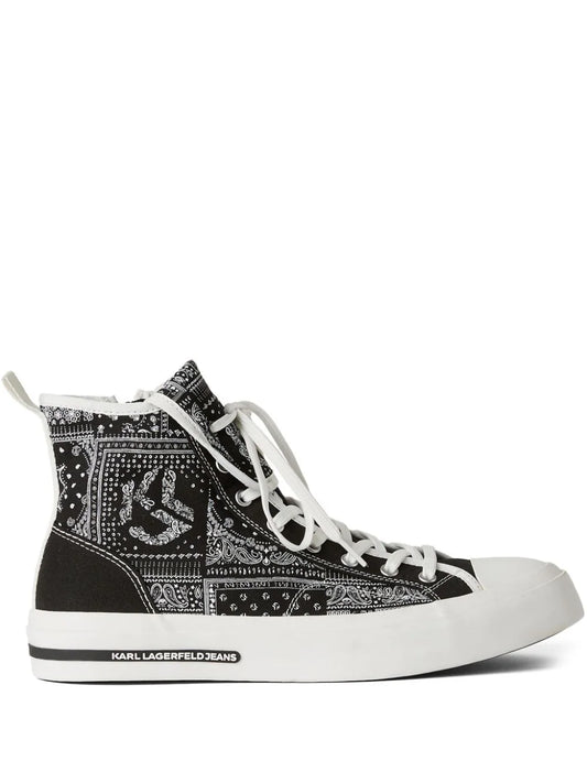 KARL LAGERFELD KLJ VULC BANDANA-PRINT HIGH-TOP SNEAKERS