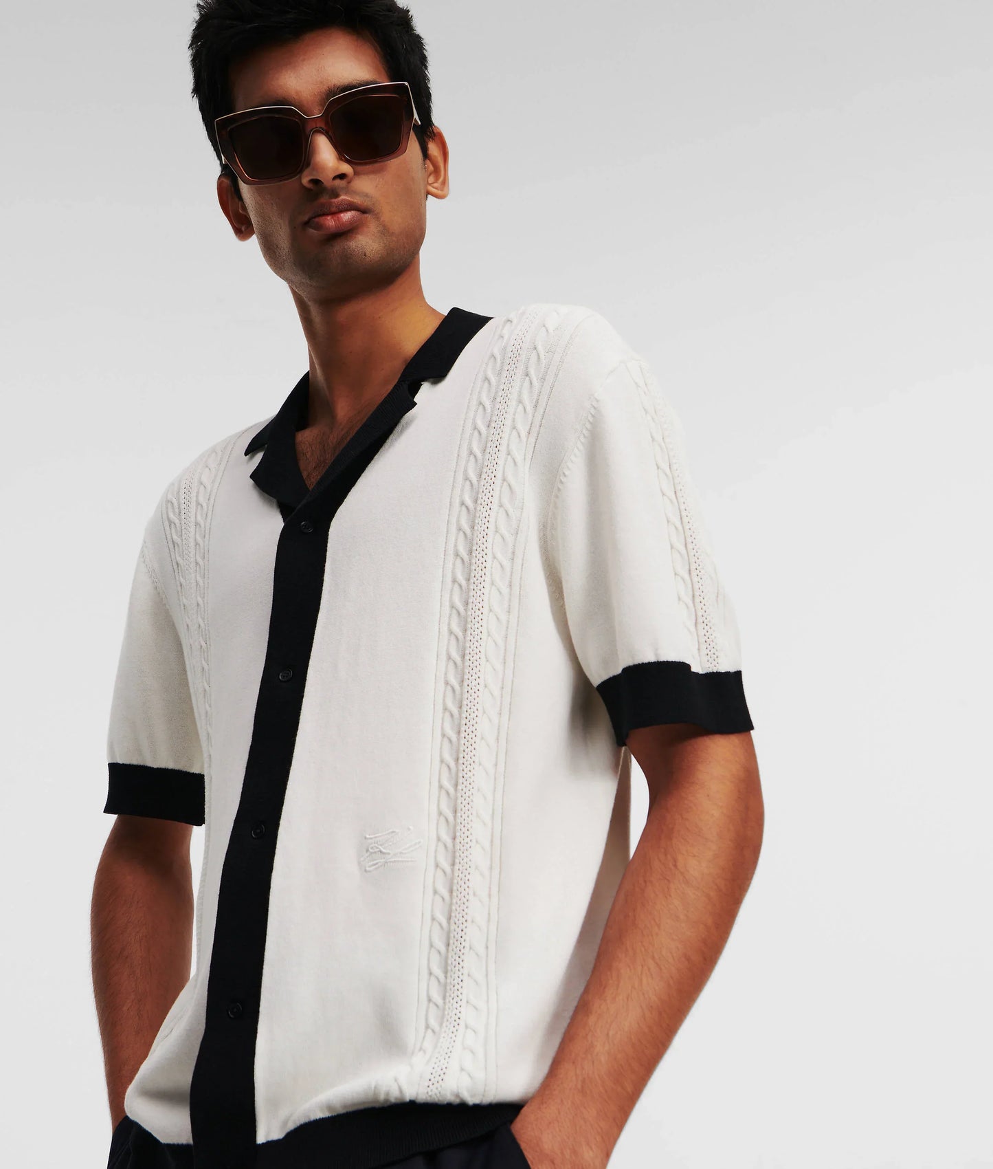 Karl Lagerfeld KNITTED SHORT-SLEEVED SHIRT