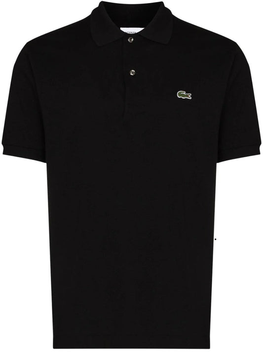 BLACK LACOSTE LOGO SHORT SLEEVE POLO SHIRT