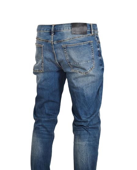 Men's Navy Blue Straight Leg Denim Jeans