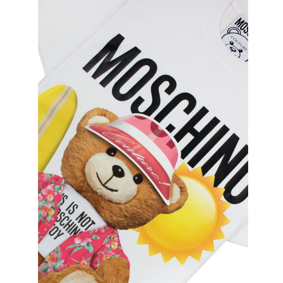 MOSCHINO COUTURE Suffer Teddy Bear Organic Cotton T Shirt White
