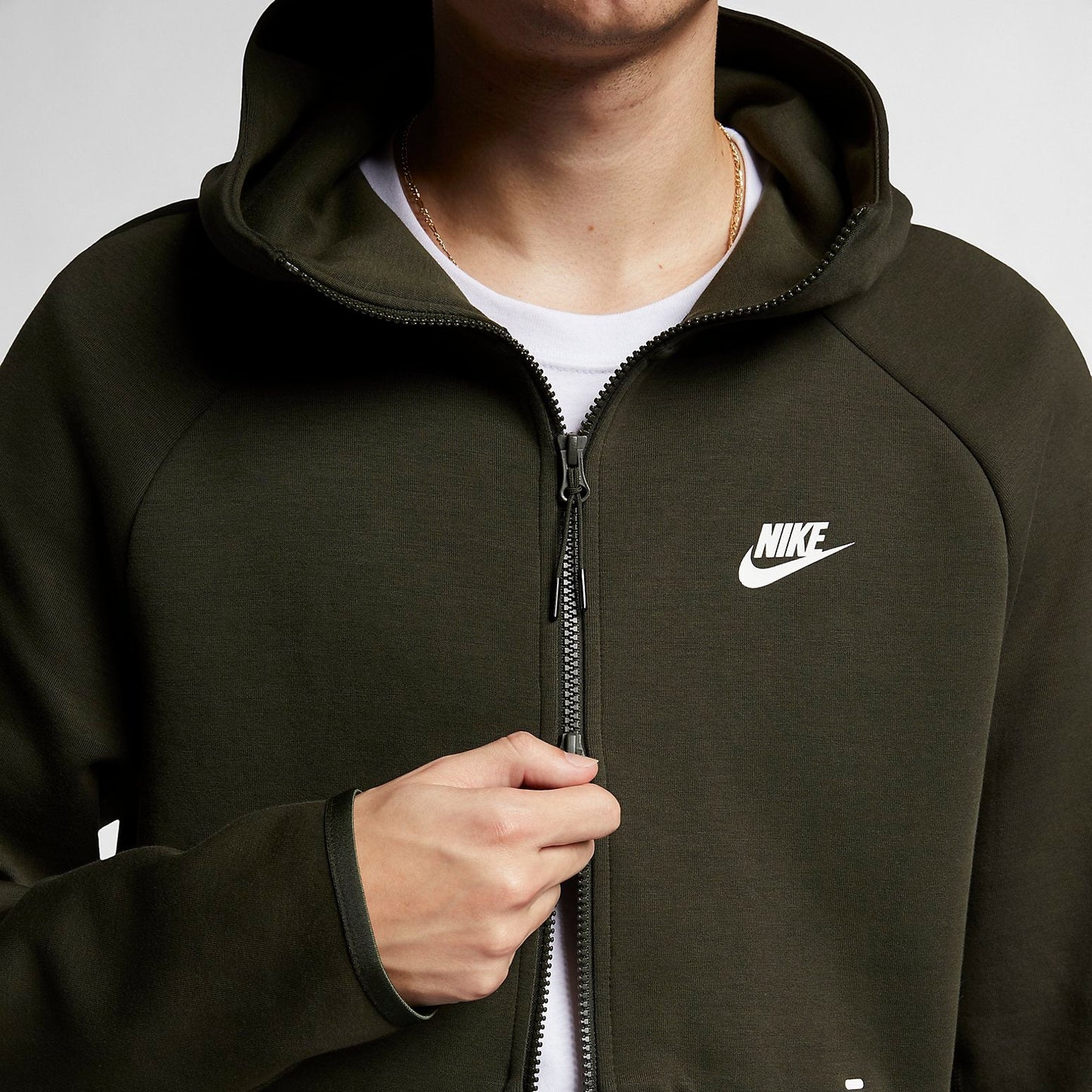 Nike Sportswear Tech Fleece Full-zip Hoodie 'Sequoia Black White' 928483-355