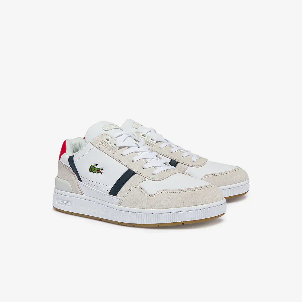 Lacoste T-Clip Tricolour Leather and Suede Trainers