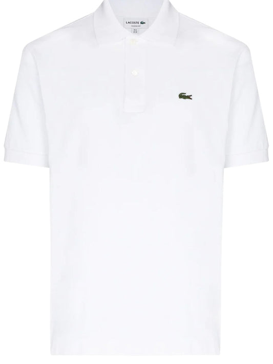 WHITE LACOSTE LOGO SHORT SLEEVE POLO SHIRT