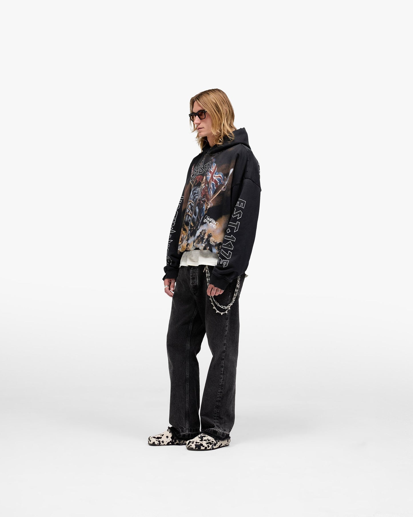 Represent X Iron Maiden Steed Hoodie - Stained Black