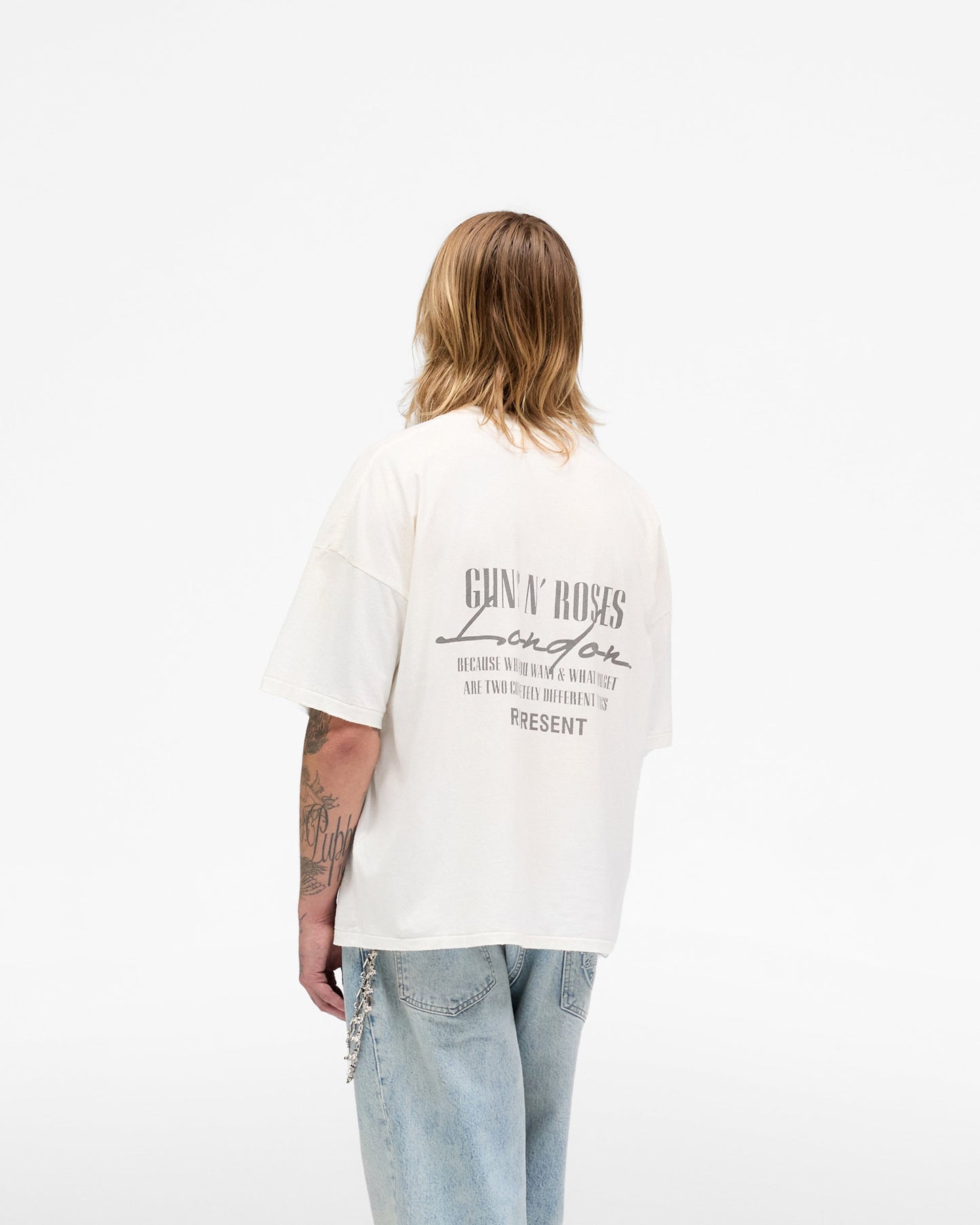 Represent X Guns N' Roses Cross T-Shirt - Washed Ecru