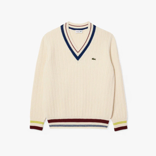 Tennis Style Carded Wool Sweater