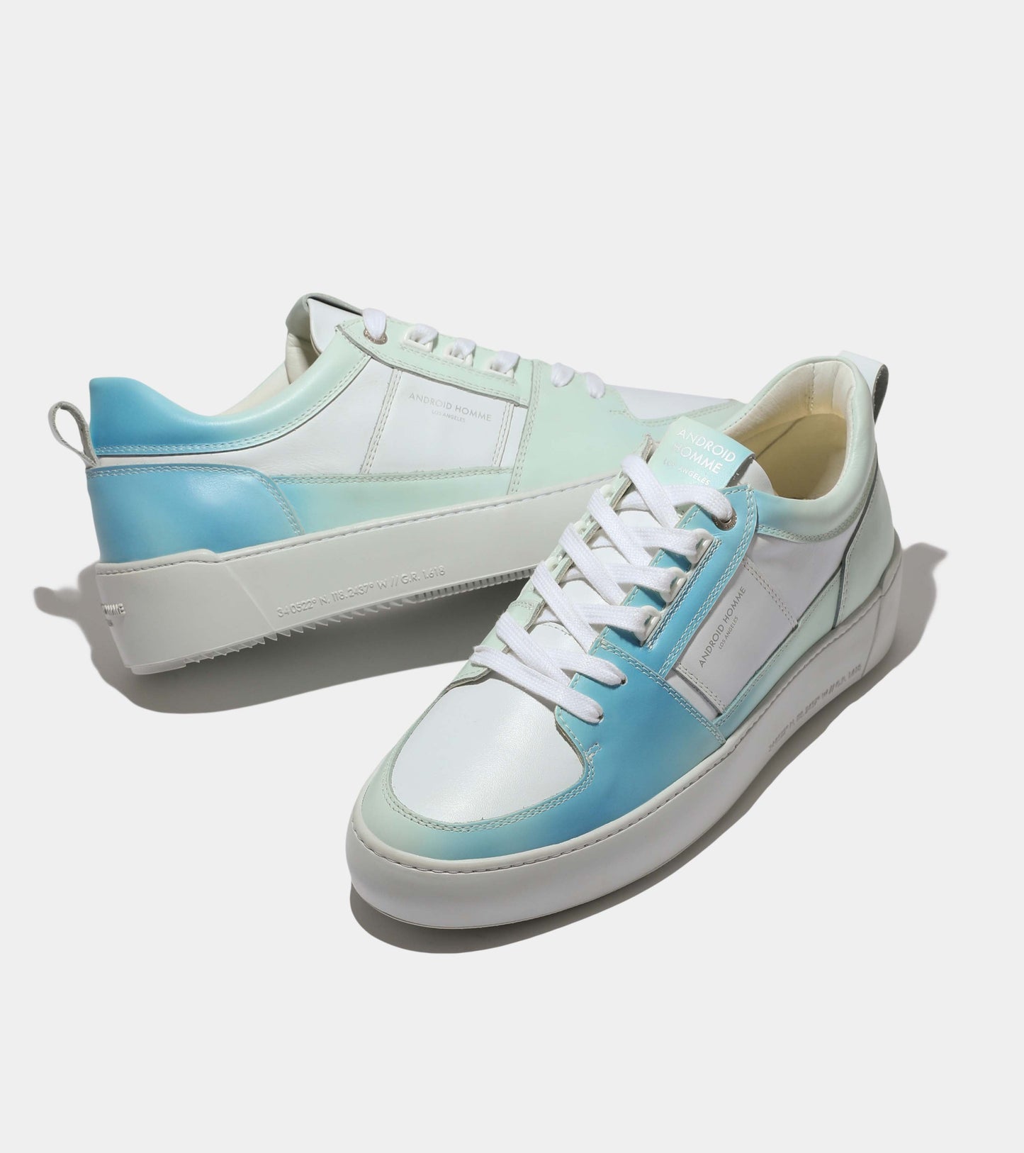 Android Homme Point Dume Low White Blue UV-Coated Leather AHP234-44