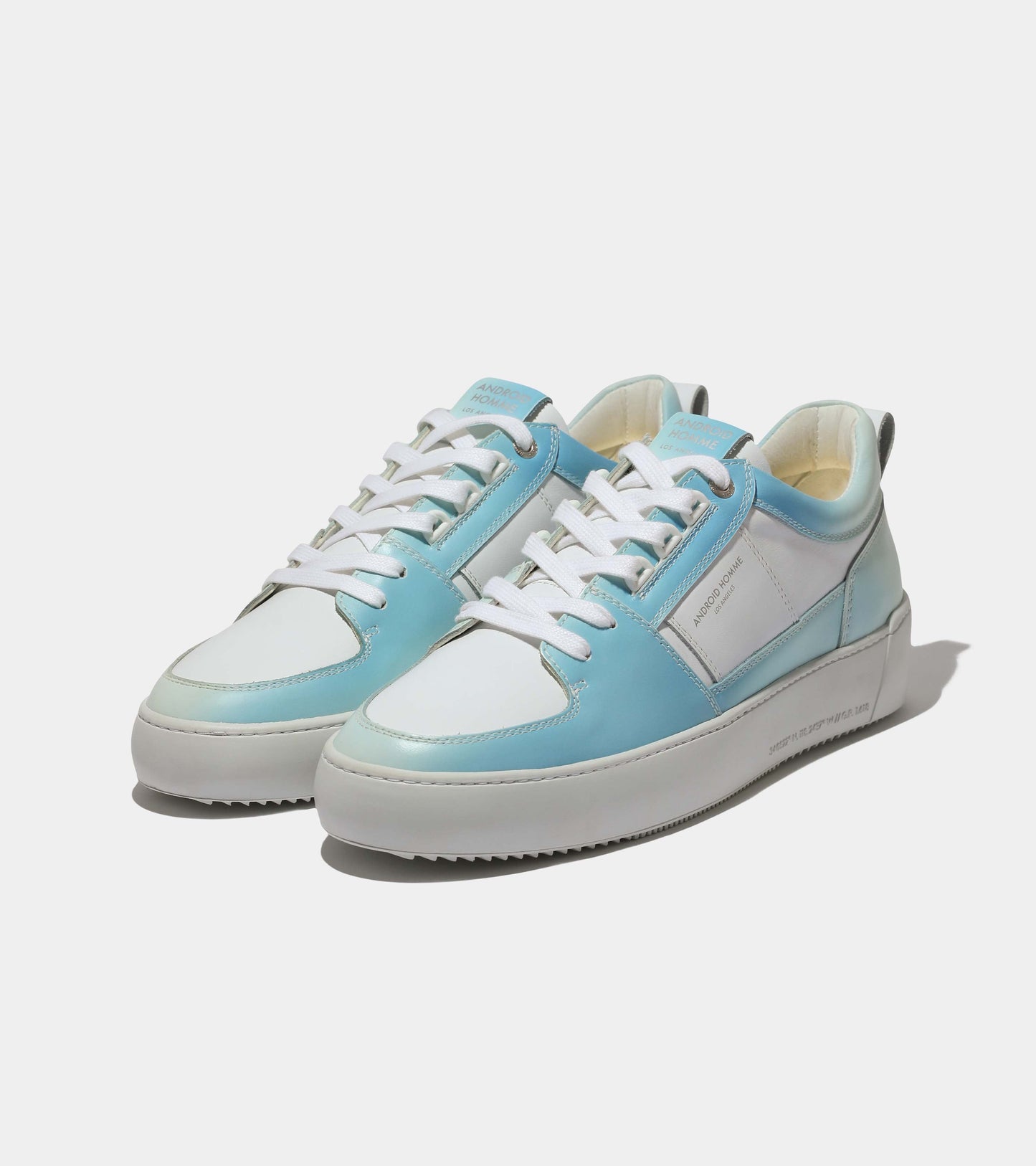 Android Homme Point Dume Low White Blue UV-Coated Leather AHP234-44