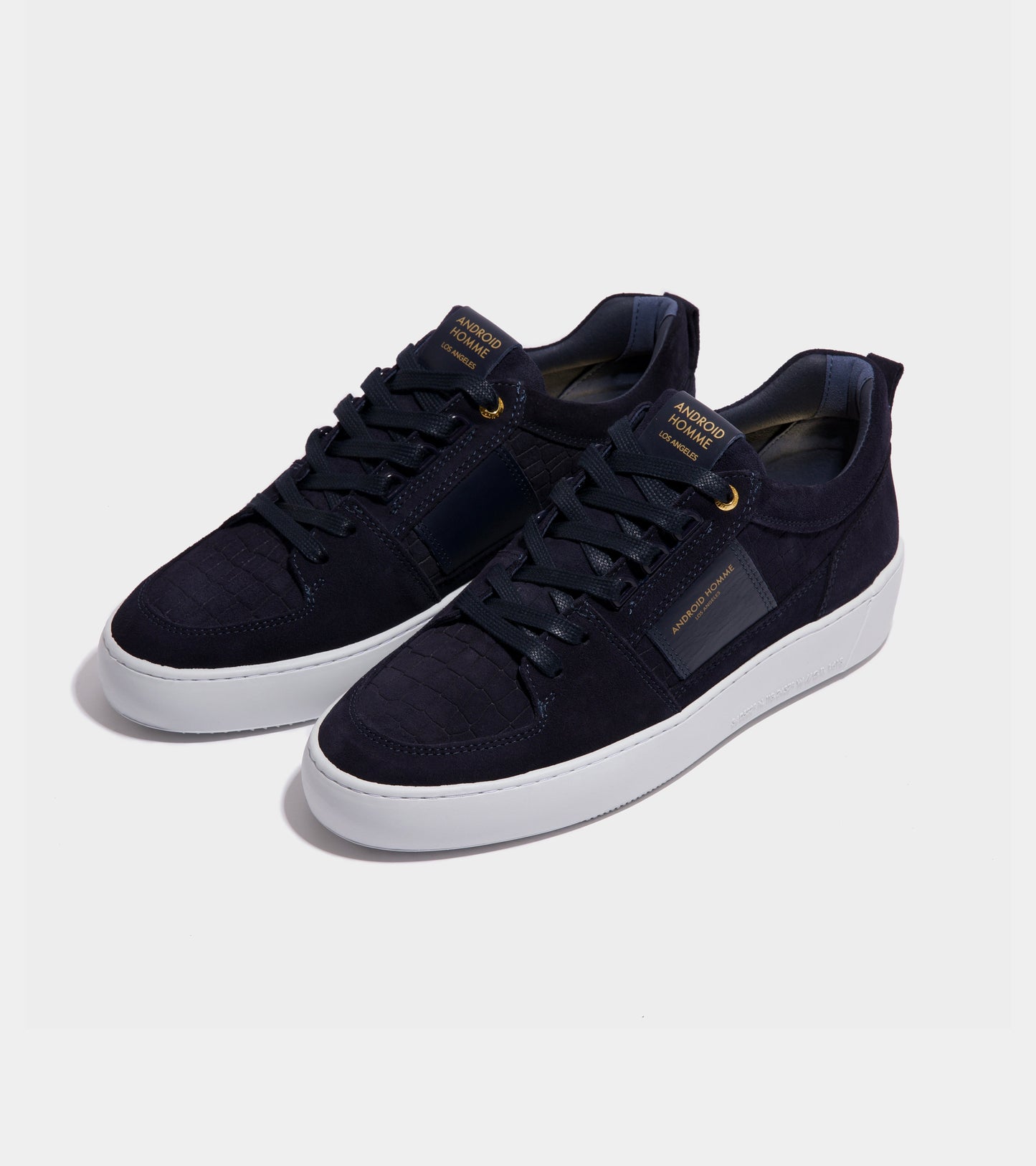 Android Homme Point Dume Low Navy Caiman Croc Emboss Suede AHP241-09