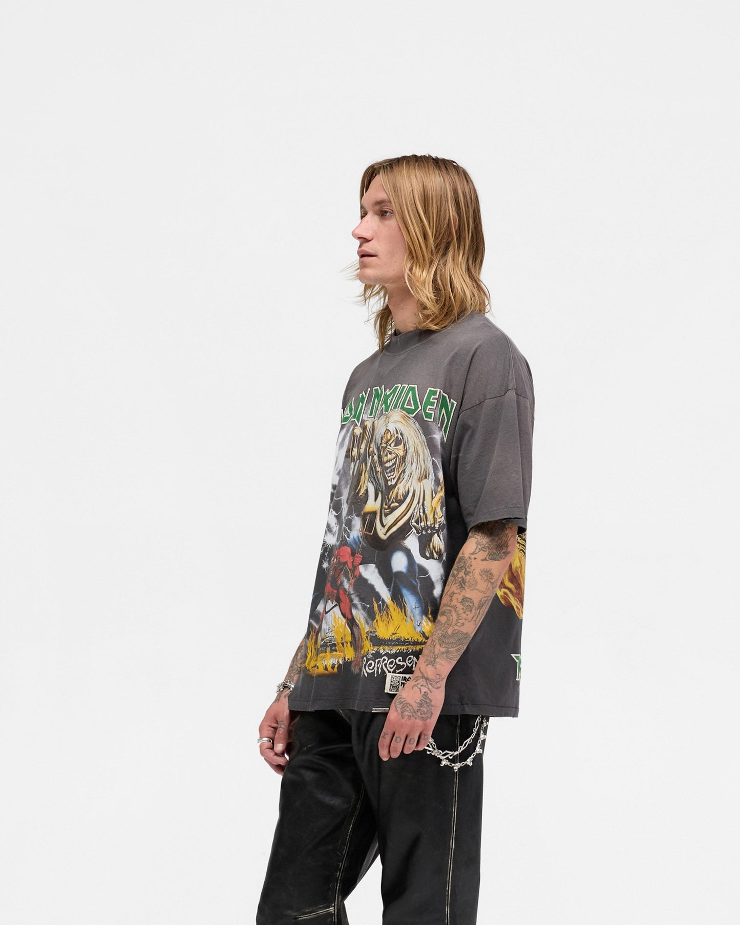 Represent X Iron Maiden Number Of Beast T-Shirt - Sunfade Grey