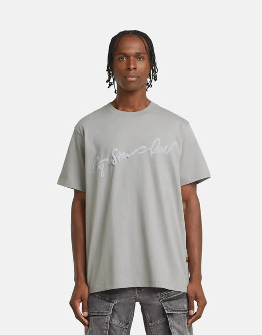 G-Star RAW Flock G-Script Grey Alloy Loose T-Shirt