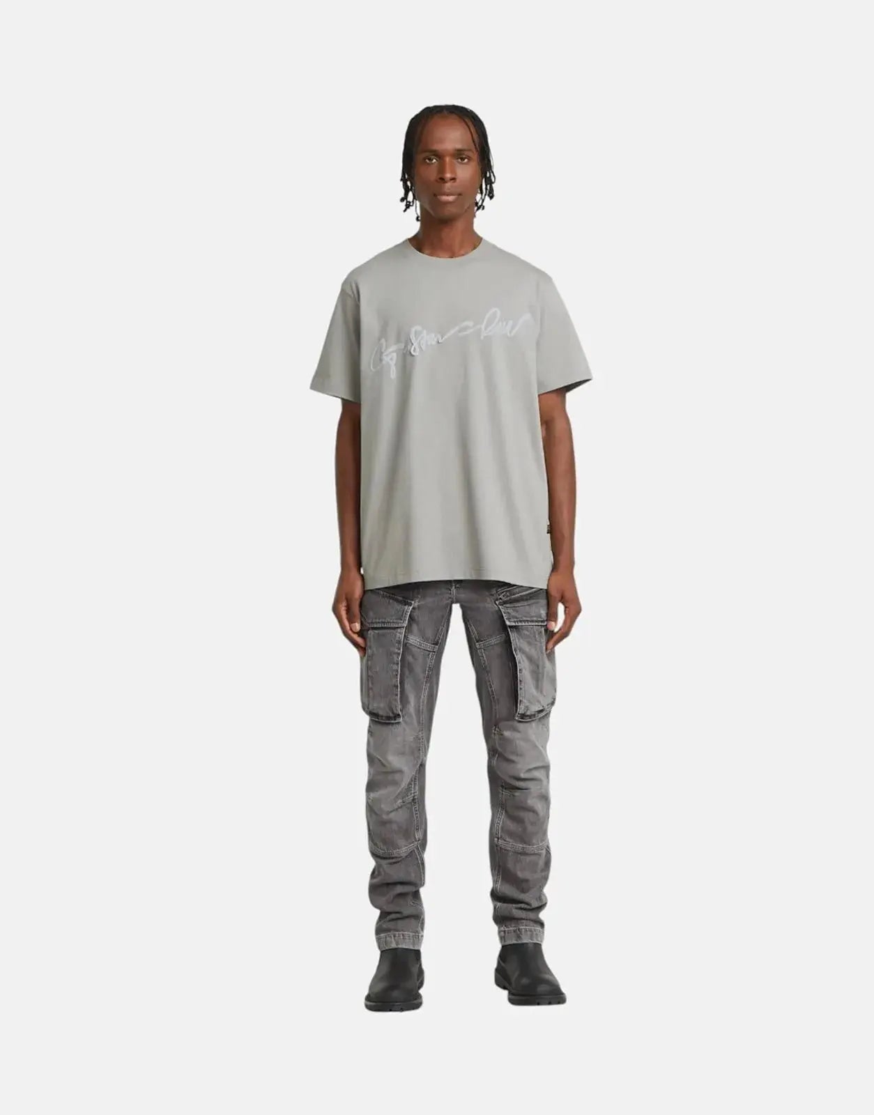 G-Star RAW Flock G-Script Grey Alloy Loose T-Shirt