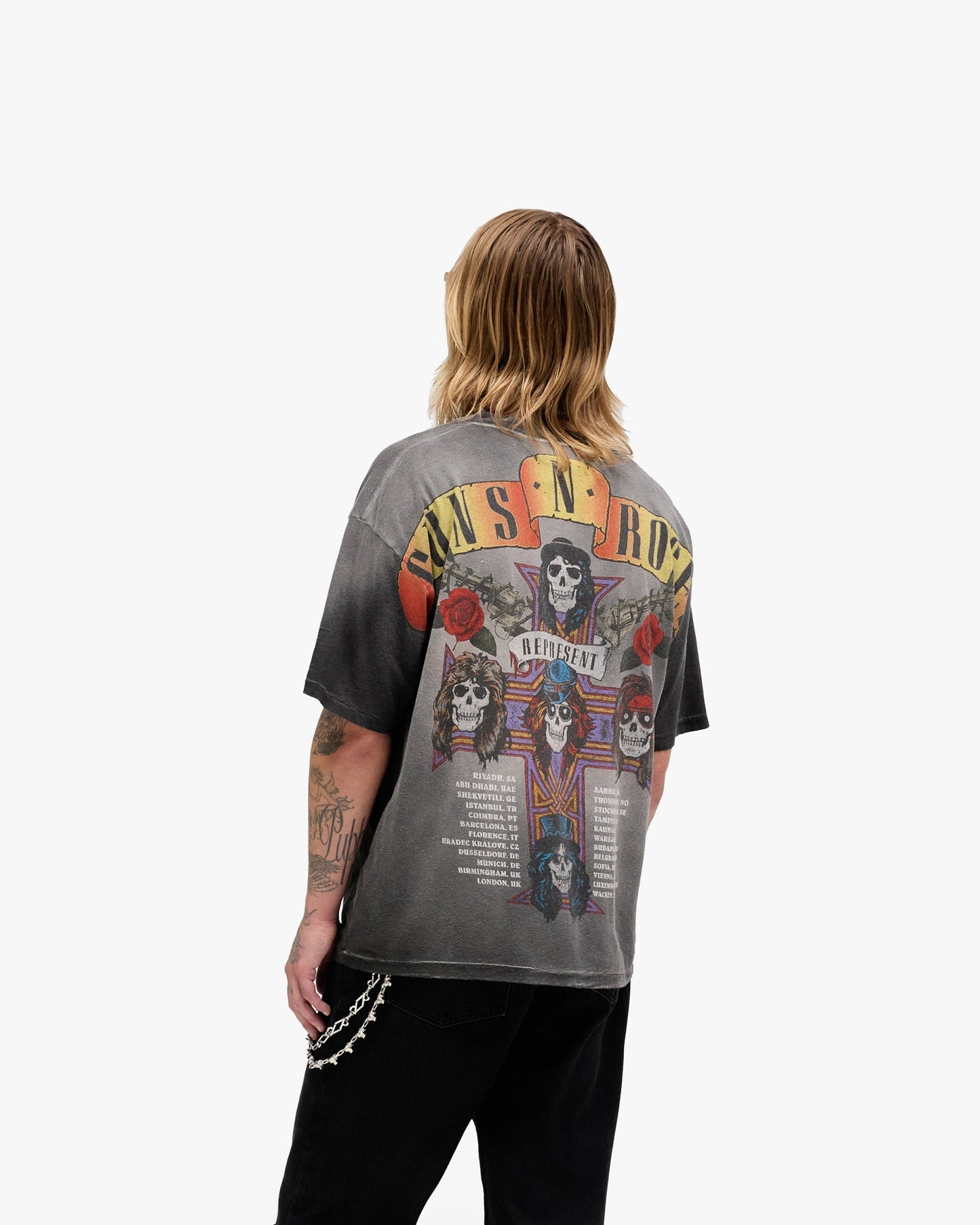 Represent X Guns N' Roses Tour T-Shirt - Stained Black