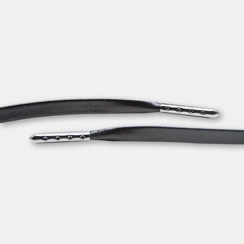 Leather Laces Black Gunmetal Plated Aglets 45"