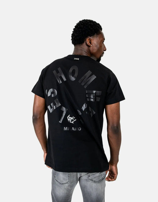 Les Hommes Arrow Back Print Black T-Shirt