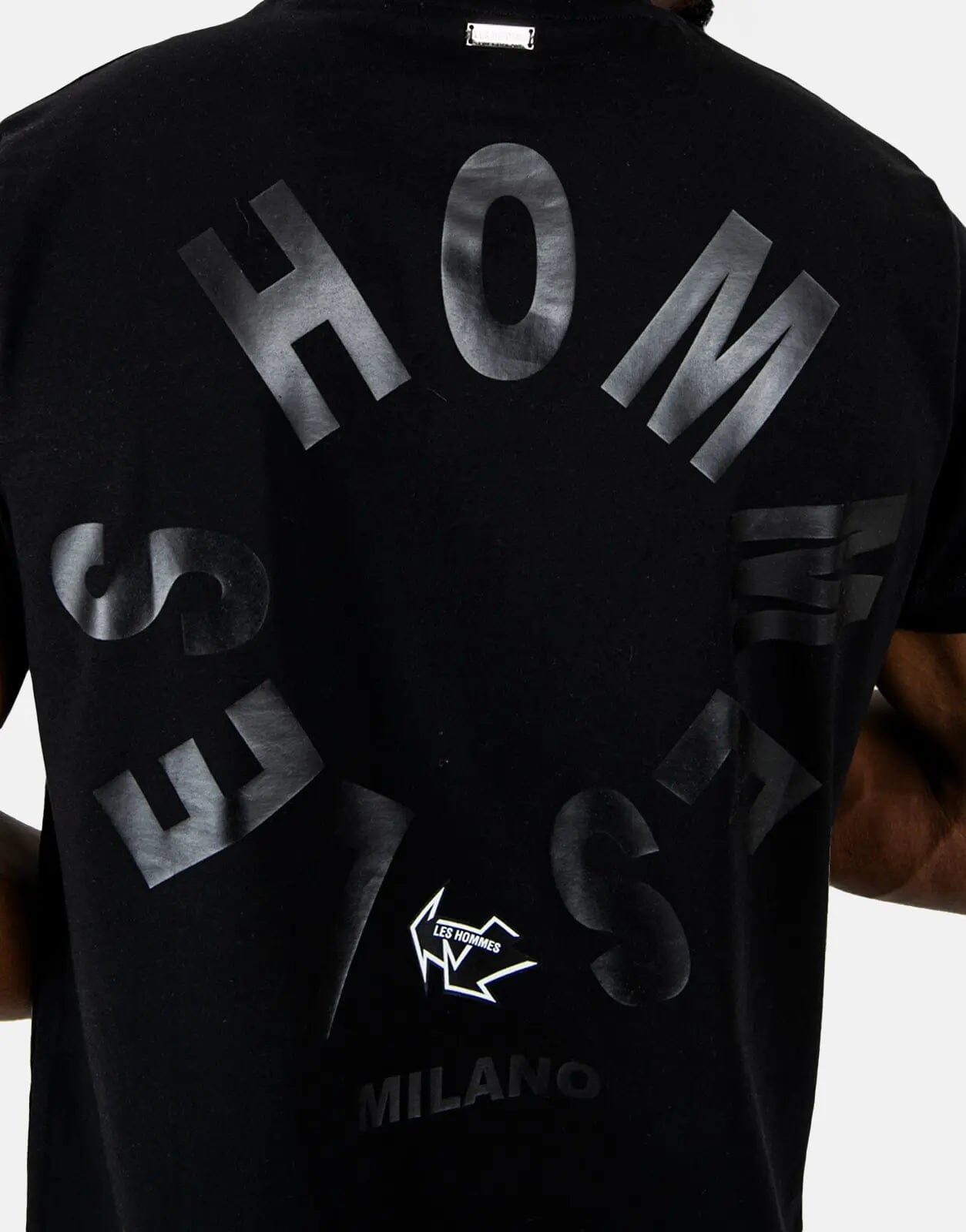 Les Hommes Arrow Back Print Black T-Shirt