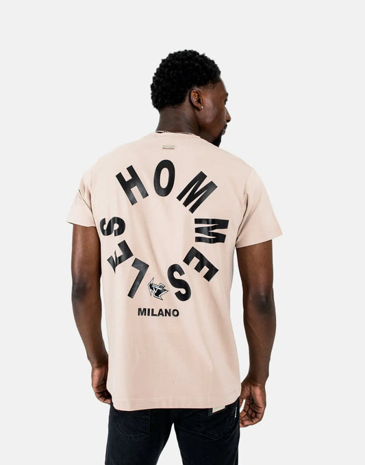 Les Hommes Arrow back Print Stone T-Shirt