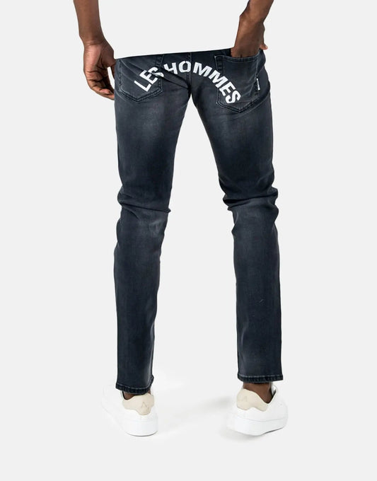 Les Hommes Black Printed Jeans
