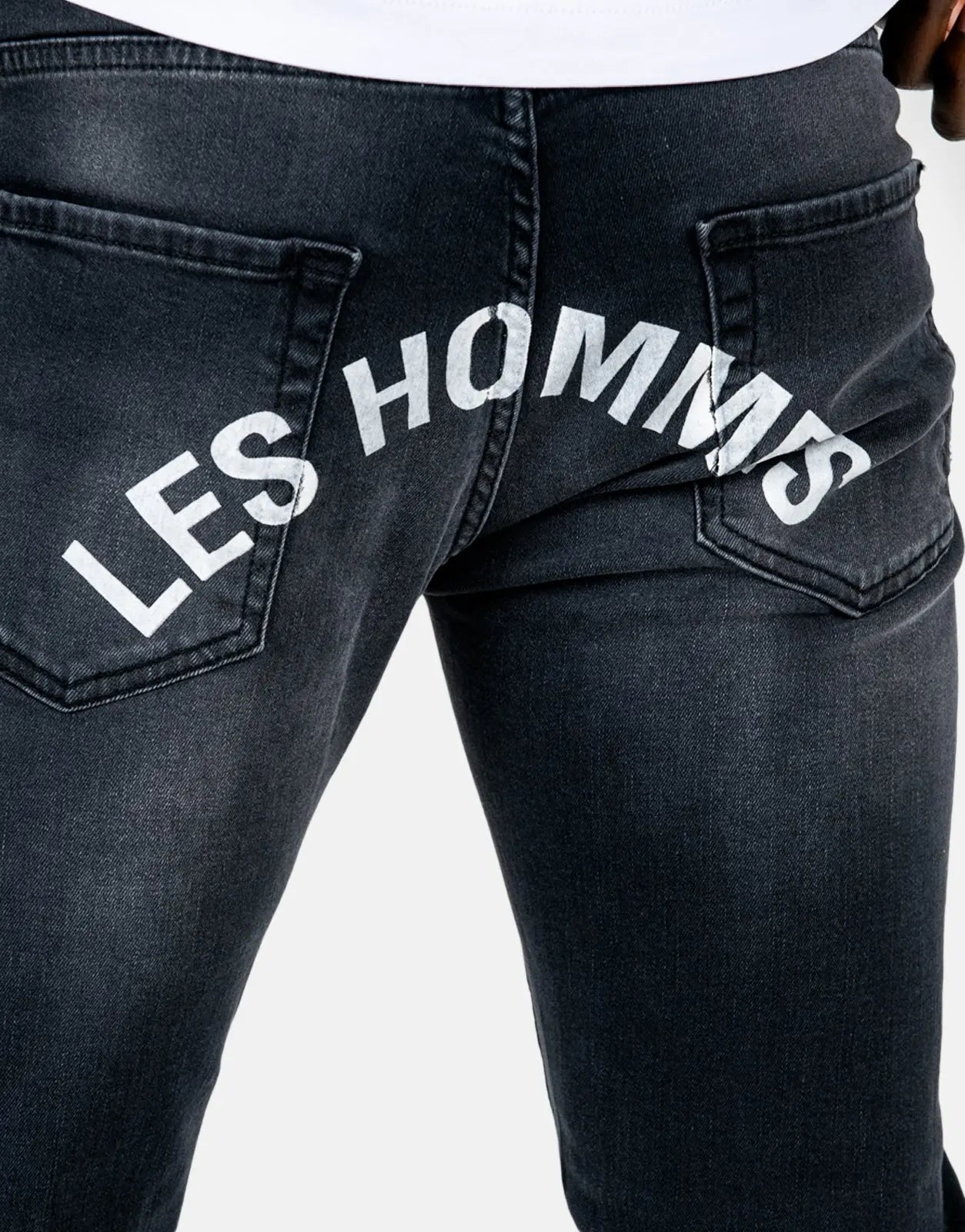 Les Hommes Black Printed Jeans