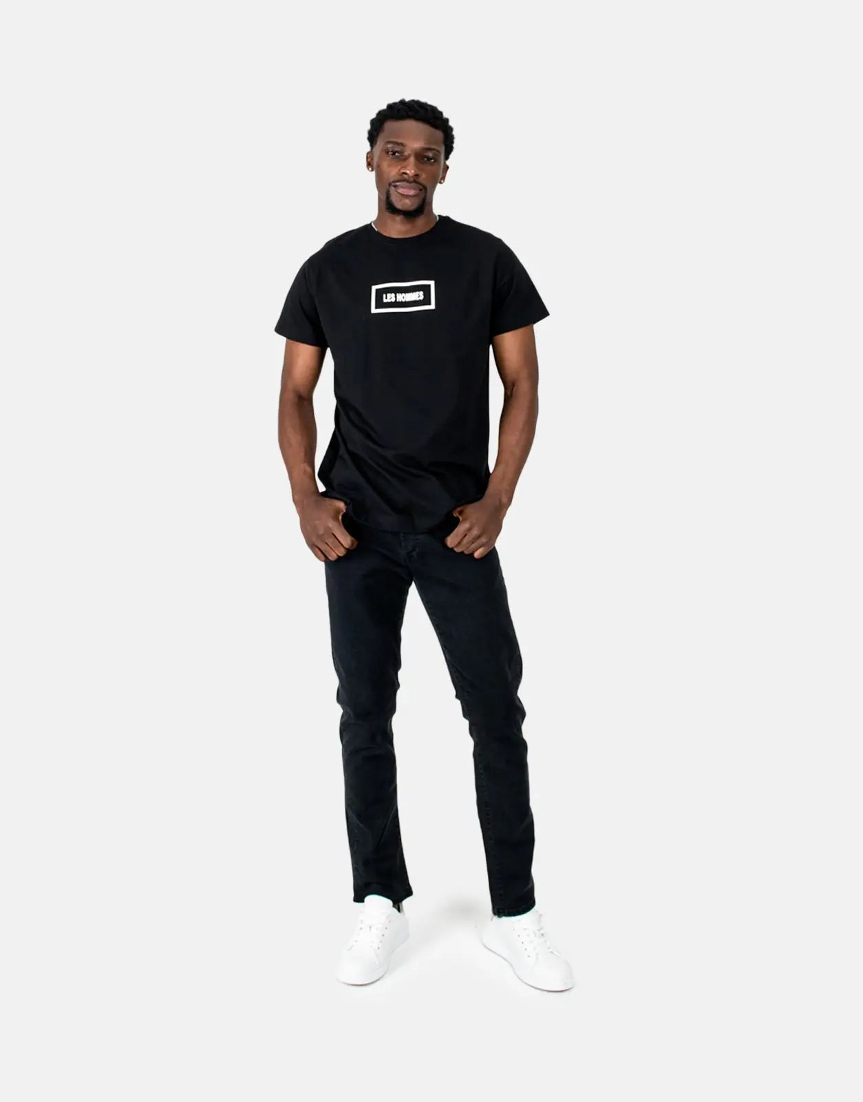 Les Hommes Box Print Black T-Shirt