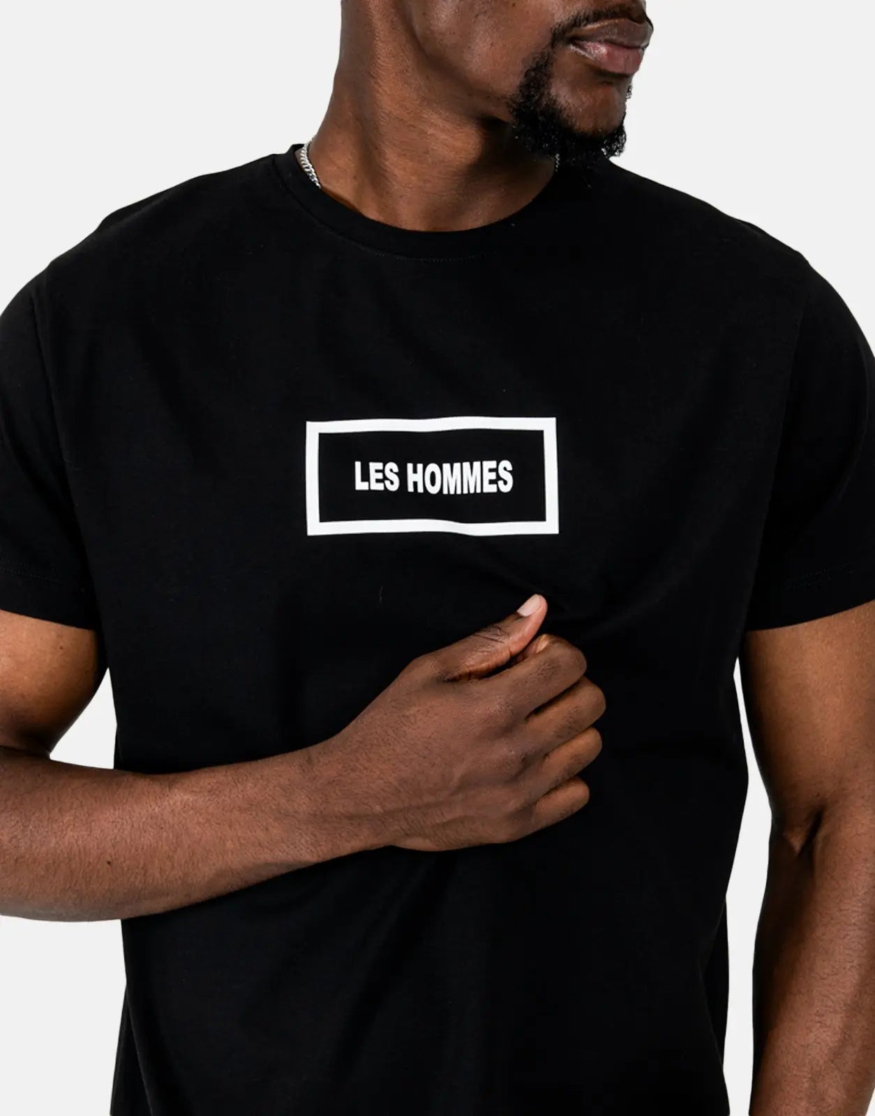Les Hommes Box Print Black T-Shirt